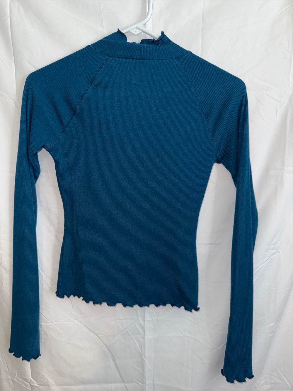 SO Teal Ribbed Mock Neck Long-Sleeve Top